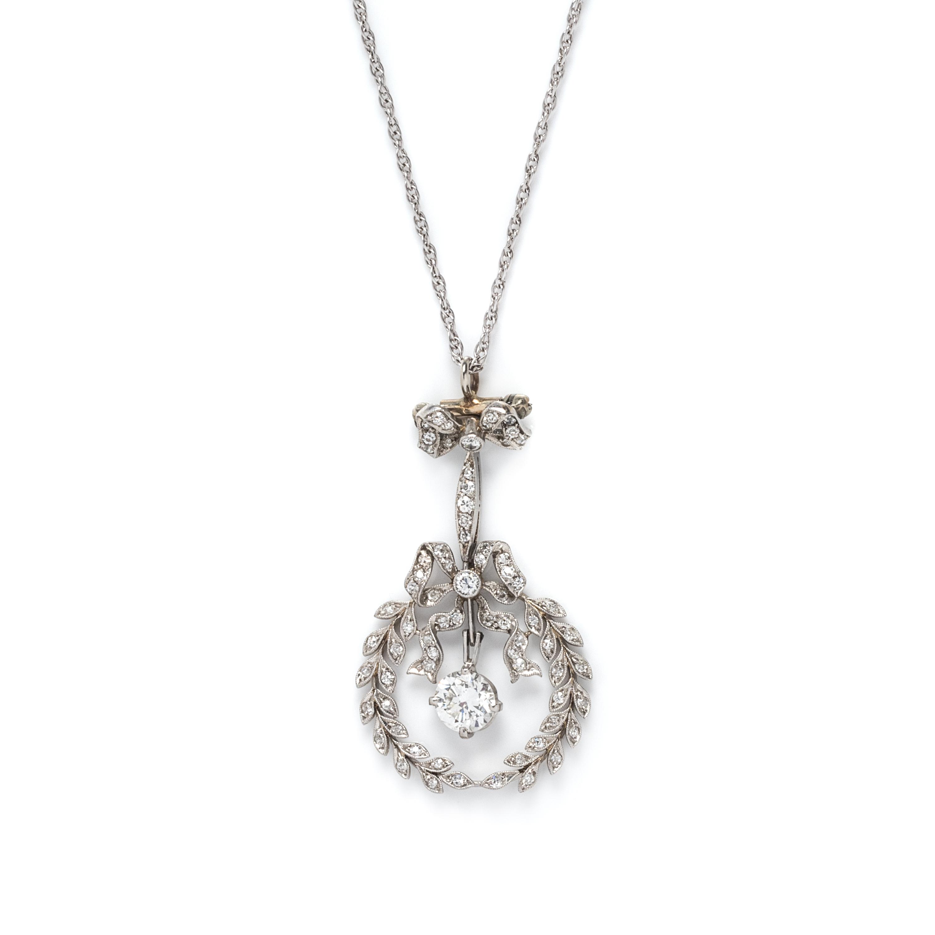 ANTIQUE, DIAMOND CONVERTIBLE BROOCH/PENDANT NECKLACE