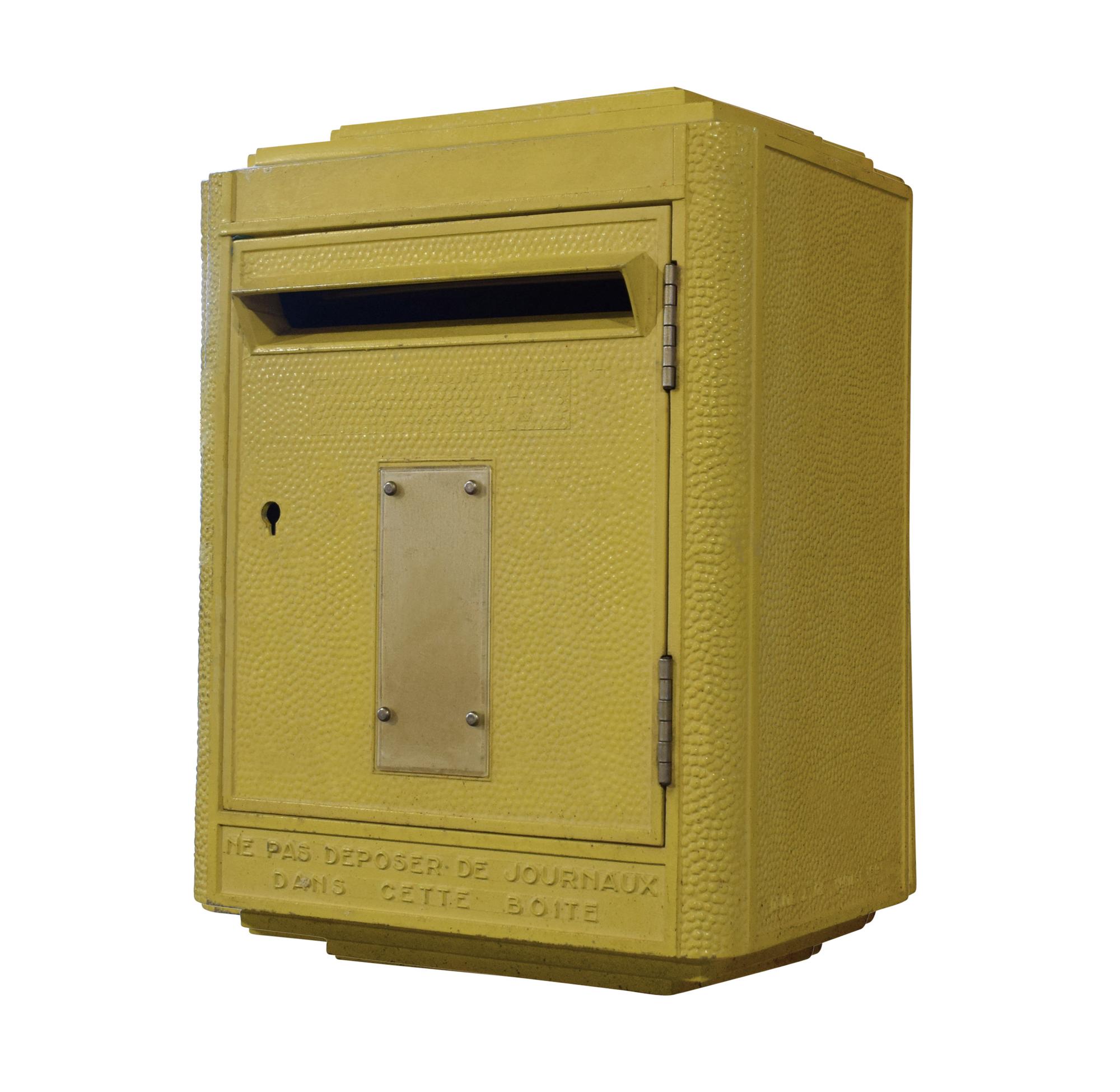 An Iron Mail Box 13.5" W x 9" D x 17.5" H, — France, Circa 1920