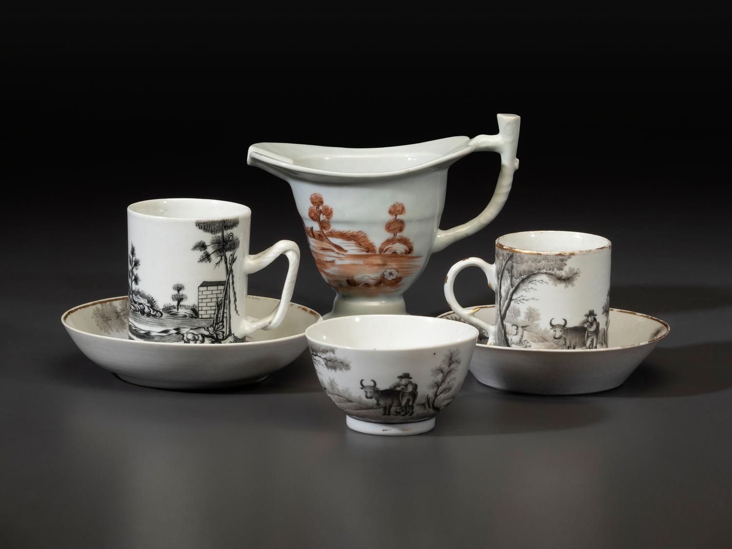 Six Chinese Export Porcelain 'Quaker Farmer' Articles