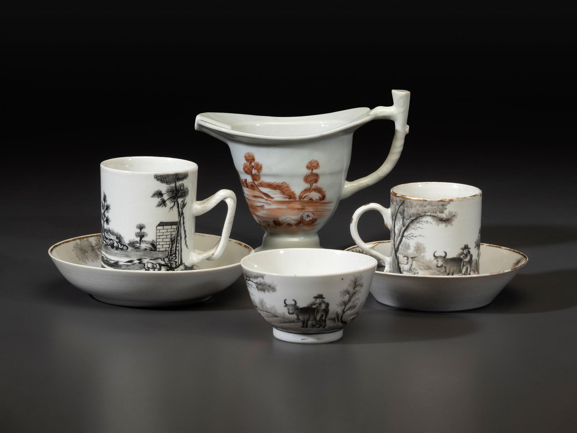 Six Chinese Export Porcelain 'Quaker Farmer' Articles
