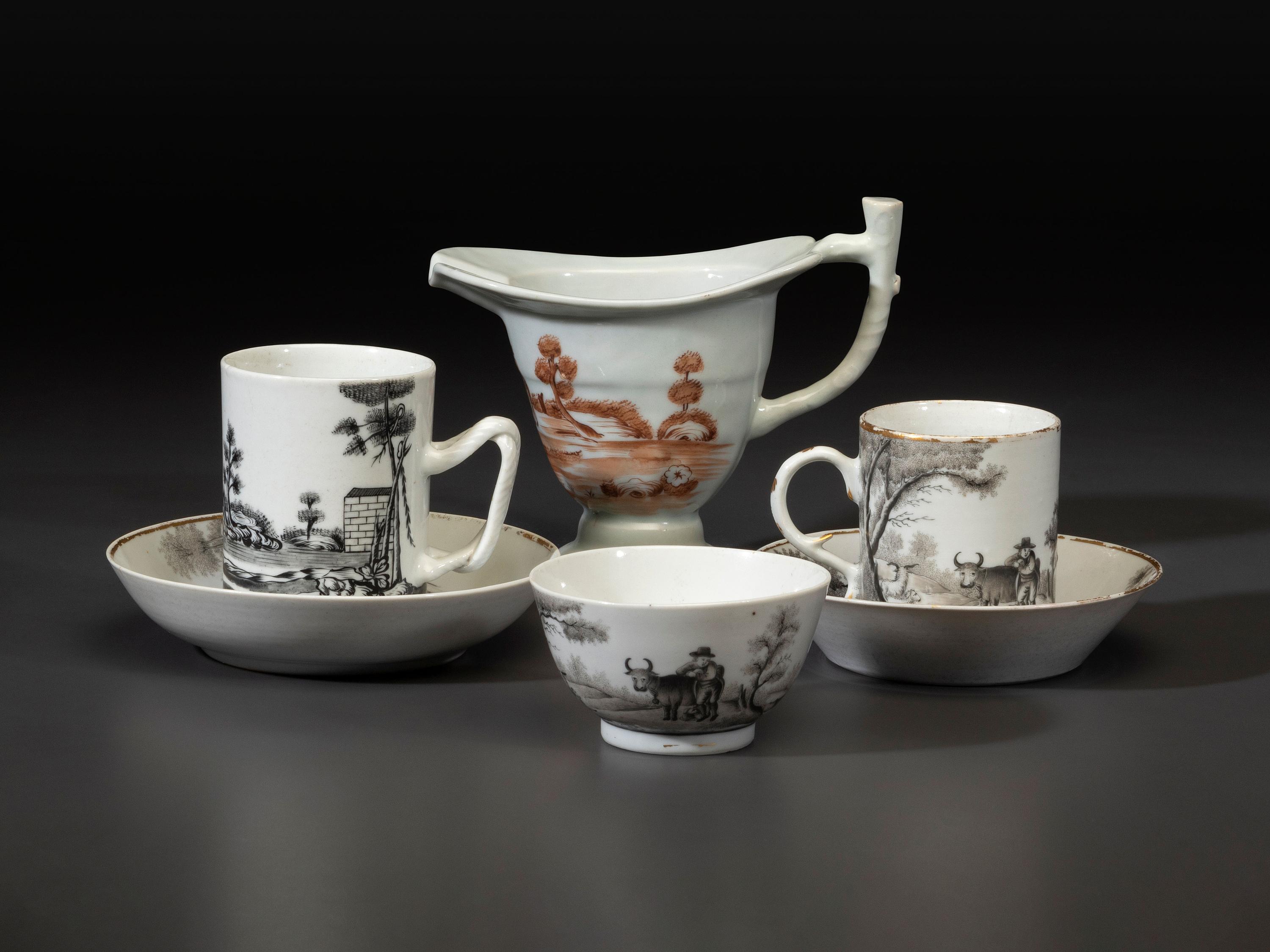 Six Chinese Export Porcelain 'Quaker Farmer' Articles