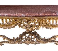A Louis XV Style Carved Giltwood Console Table