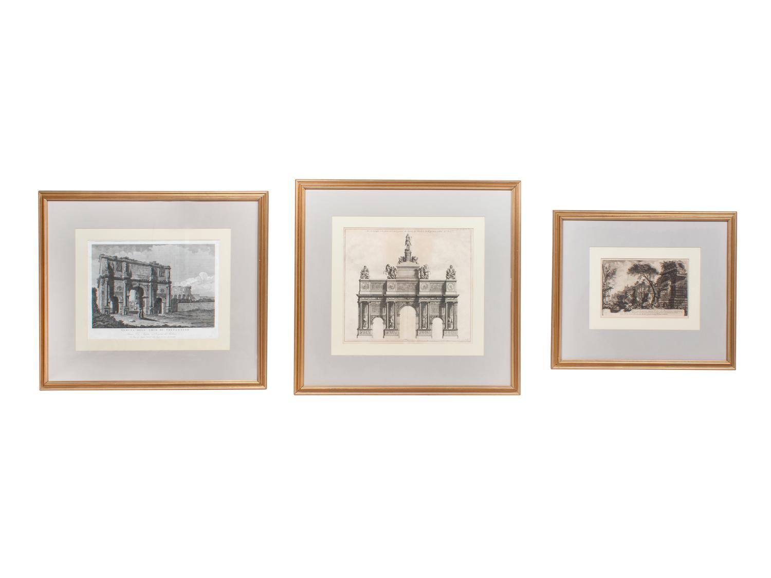 A Collection of Three Architectural Engravings and a Relief Print