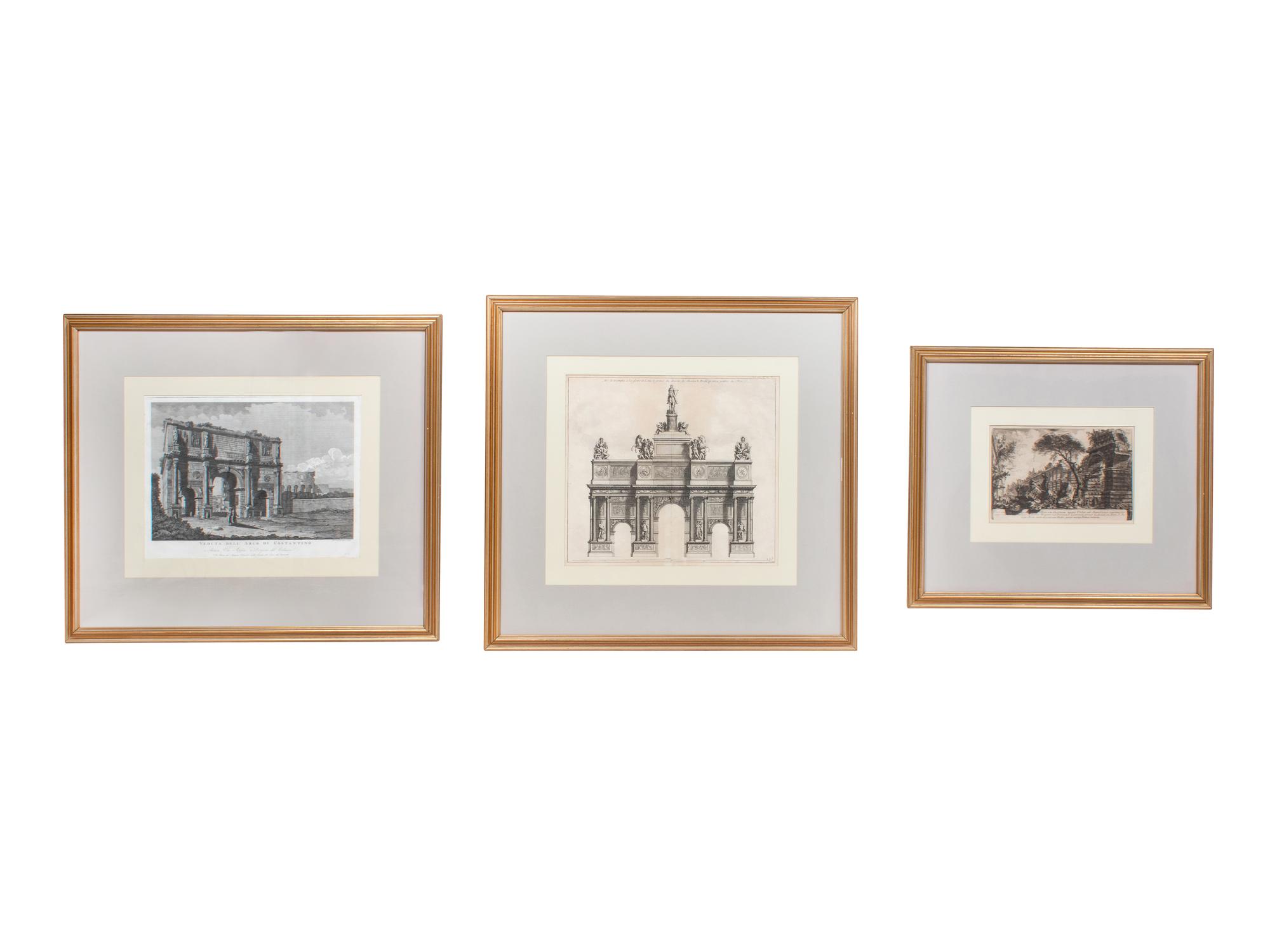 A Collection of Three Architectural Engravings and a Relief Print
