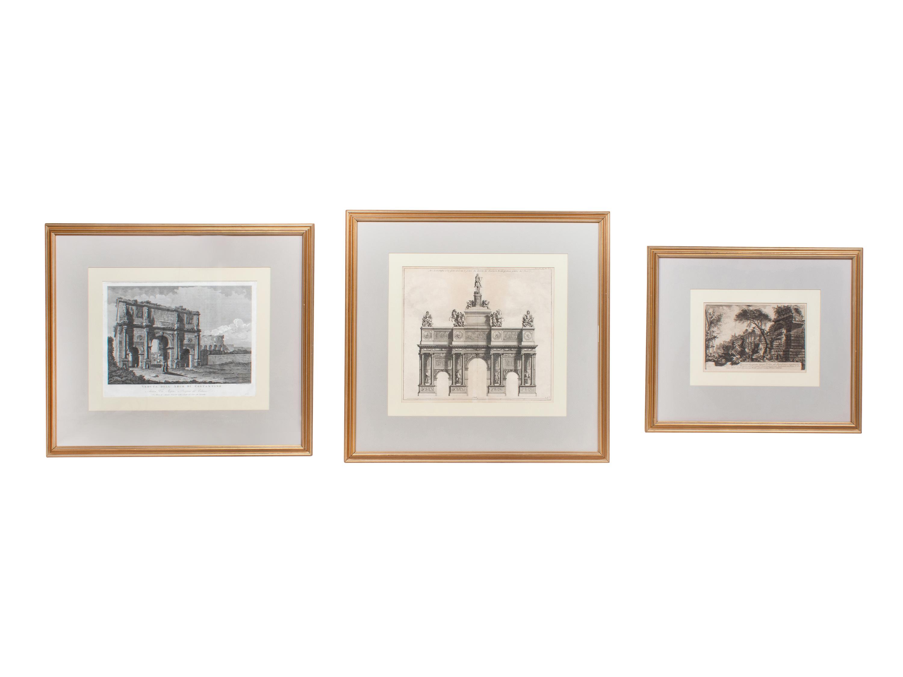 A Collection of Three Architectural Engravings and a Relief Print