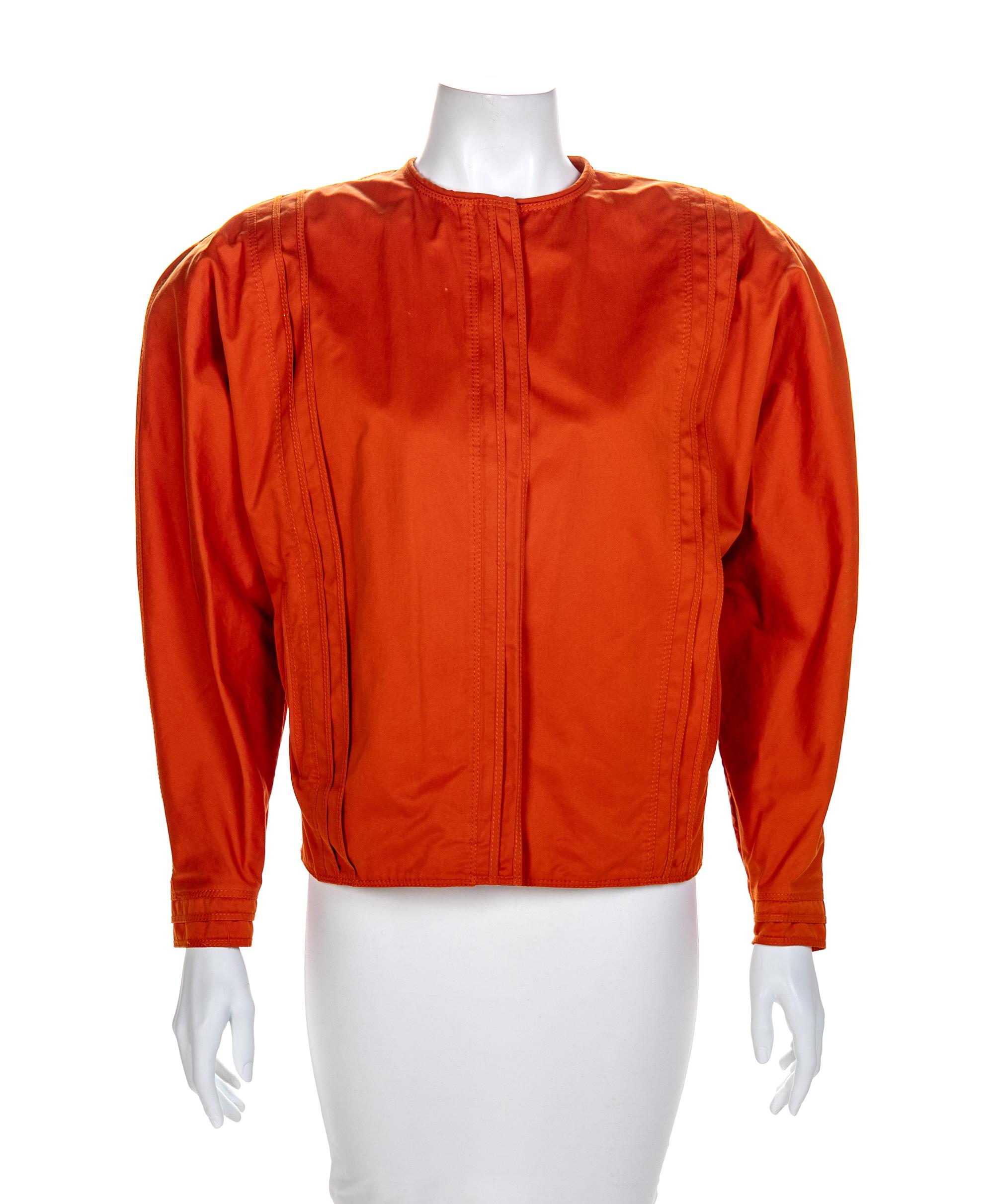 Gianni Versace Orange Cotton Coat, 1980s Size label: 12