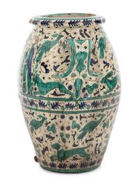 A Monumental Italian Majolica Double-Handle Vessel
