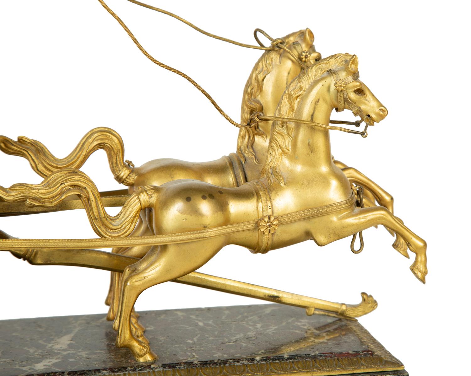 A French Gilt Bronze and Marble Mantel Clock