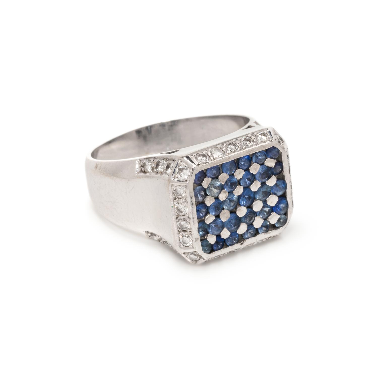 BLUE GEMSTONE AND DIAMOND RING
