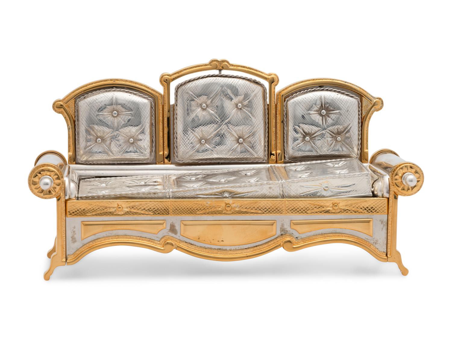 A Yossi Swed Partial Gilt Silver Couch Hannukah Menorah