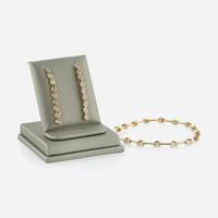 Set of Diamond and 14K Yellow Gold Bracelet and Earrings