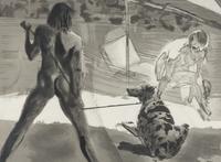 A pair of prints (Beach; Shower)