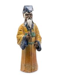 A Chinese Glazed Pottery Figure of a Sage
