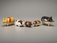Fifteen Rockingham Glaze Mugs and Pig Banks