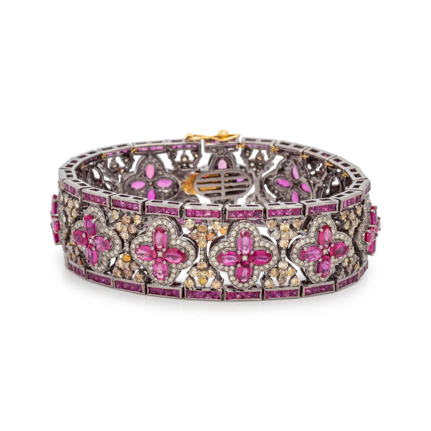RUBY, DIAMOND AND COLORED DIAMOND BRACELET