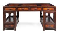 A Chinese Mixed Wood Partner's Desk