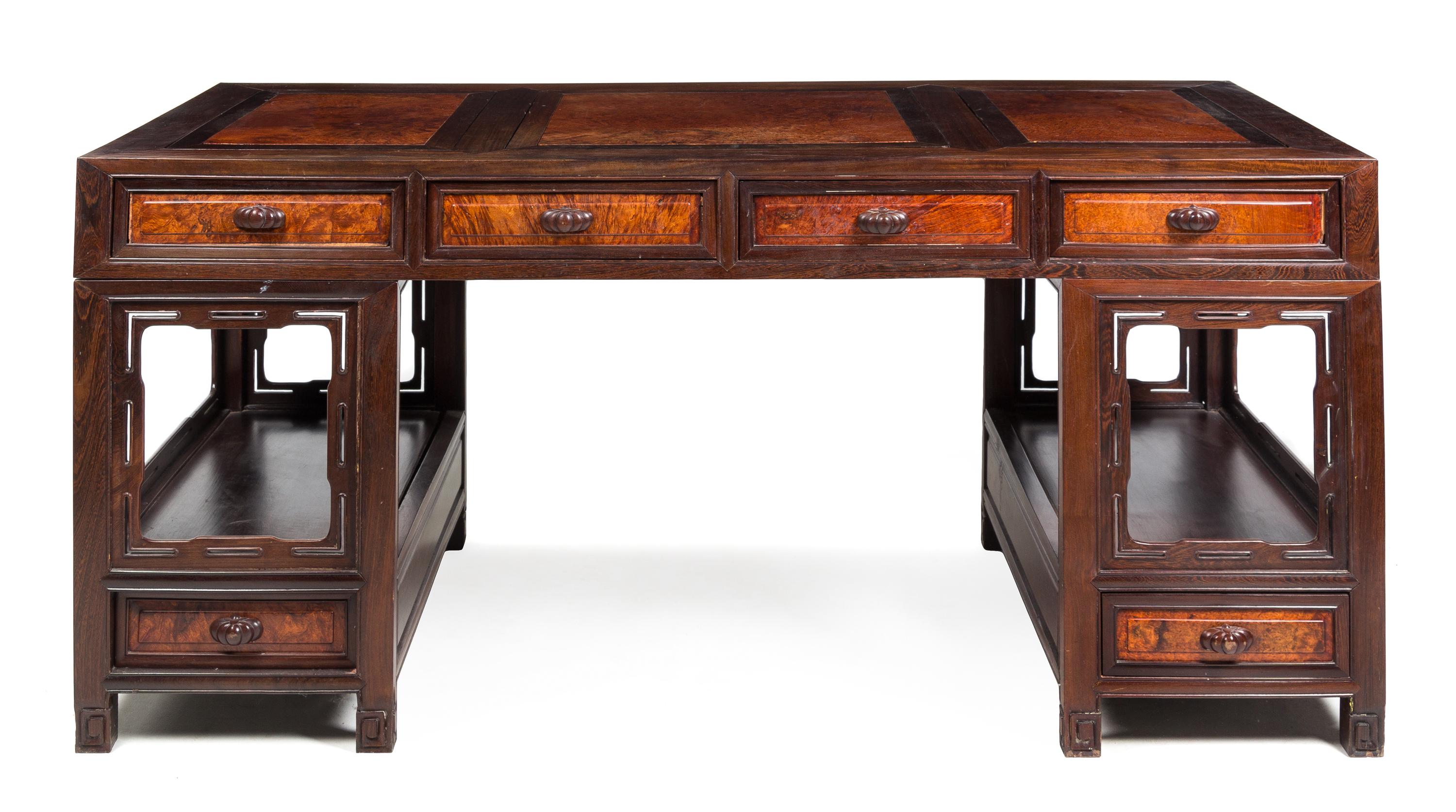 A Chinese Mixed Wood Partner's Desk