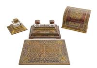 Four Boulle Marquetry Desk Articles Width of standish 12 1/2 inches.