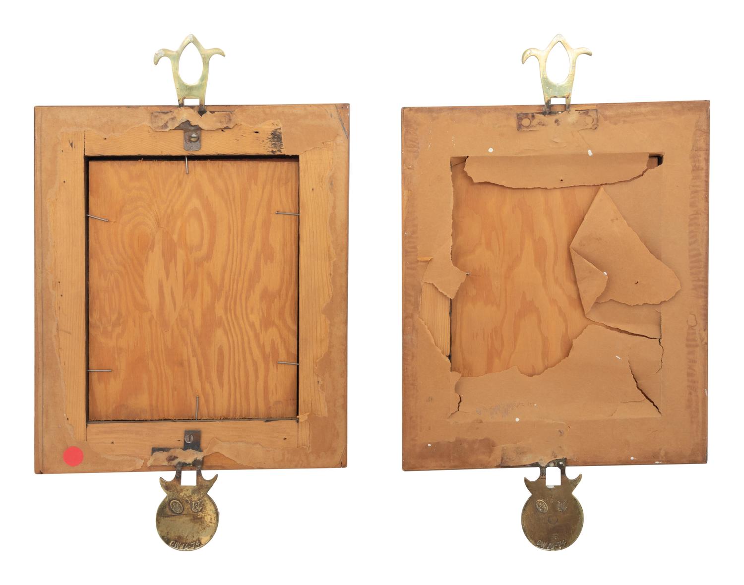 A Pair of American Brass Mounted Faux Tortoiseshell Mirrors