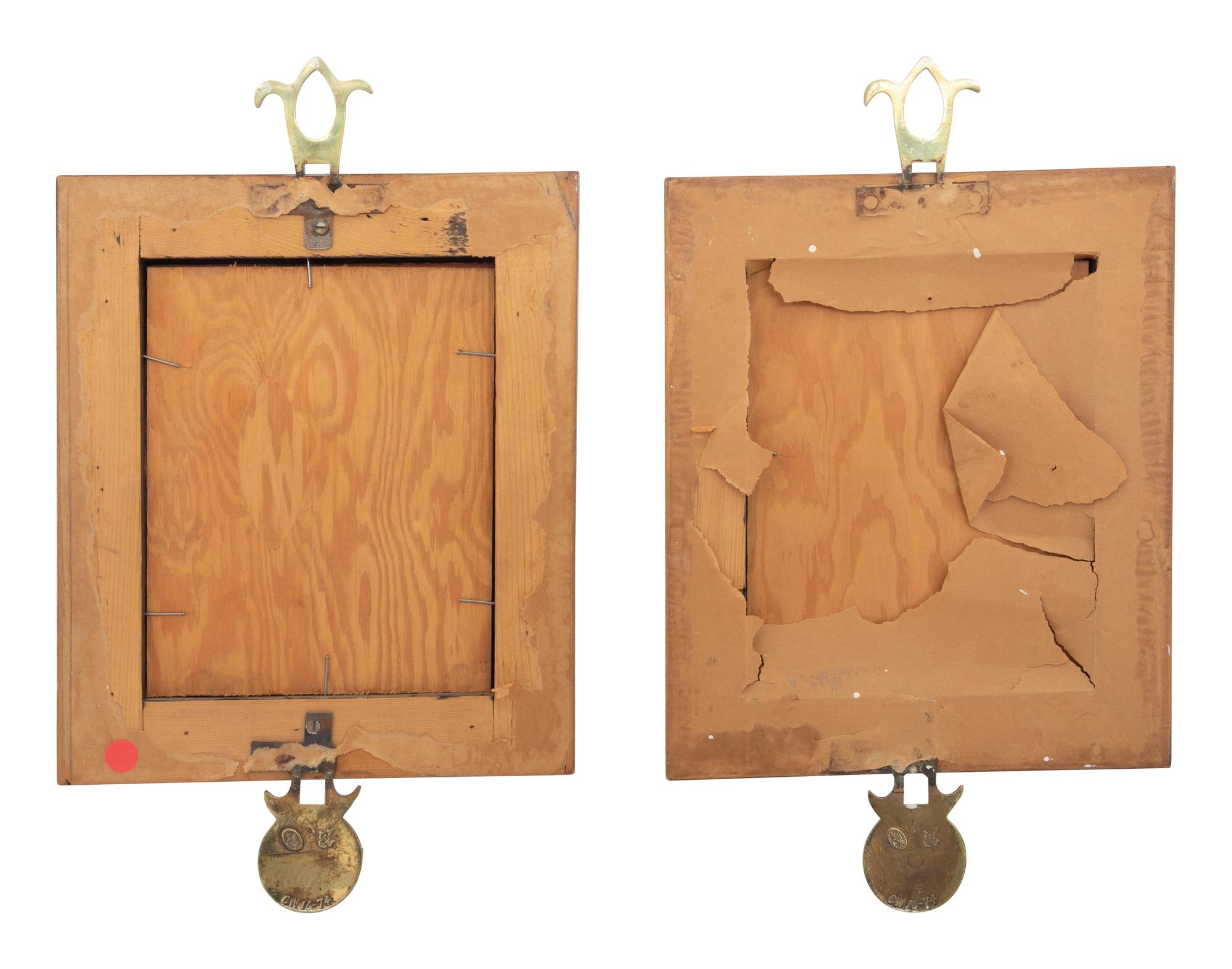 A Pair of American Brass Mounted Faux Tortoiseshell Mirrors