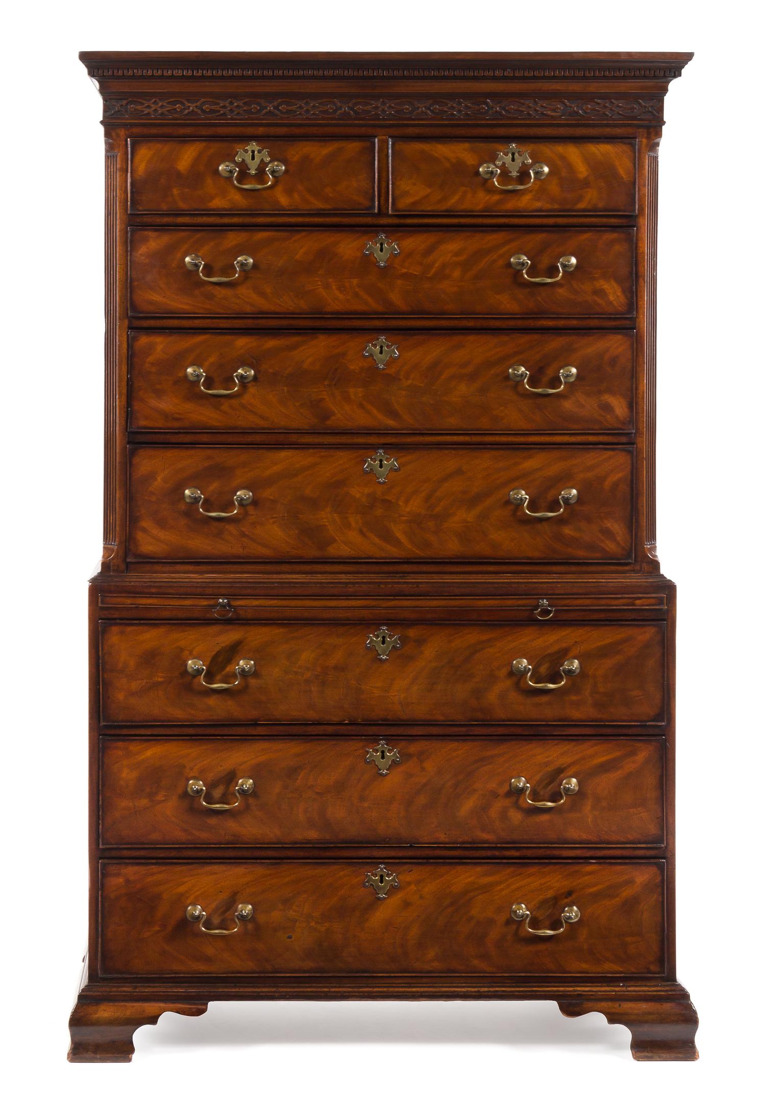 A George III Mahogany Chest-on-Chest Height 71 1/4 x width 41 7/8 x depth 20 3/4 inches. — THIRD QUARTER 18TH CENTURY
