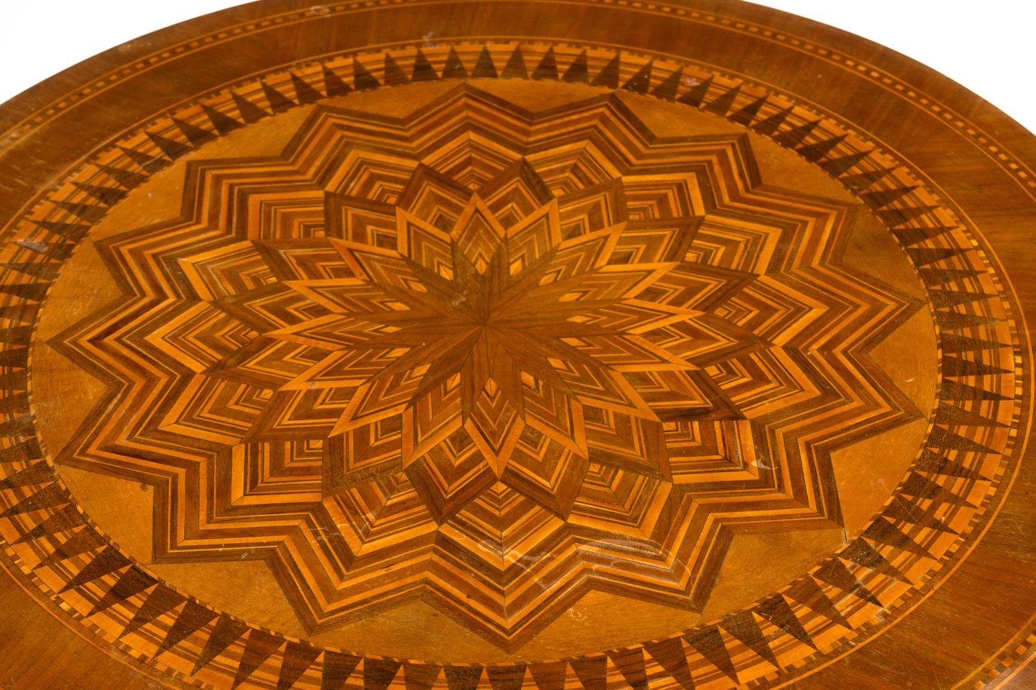 An Italian Parquetry Pedestal Table with Drawer