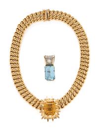 YELLOW GOLD AND GEMSTONE NECKLACE AND ENHANCERS