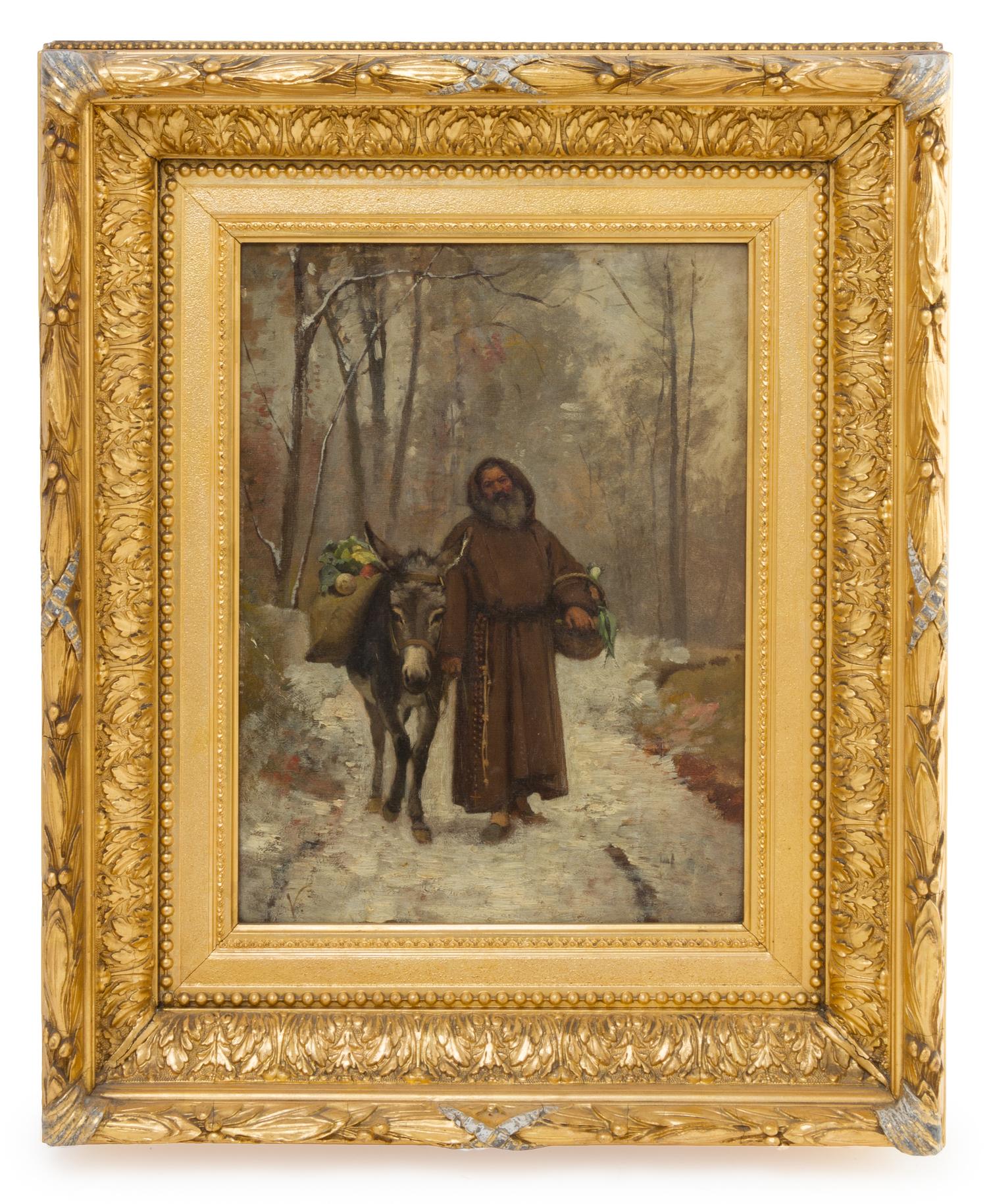 Artist Unknown, (Continental, 19th Century), Monk and Donkey