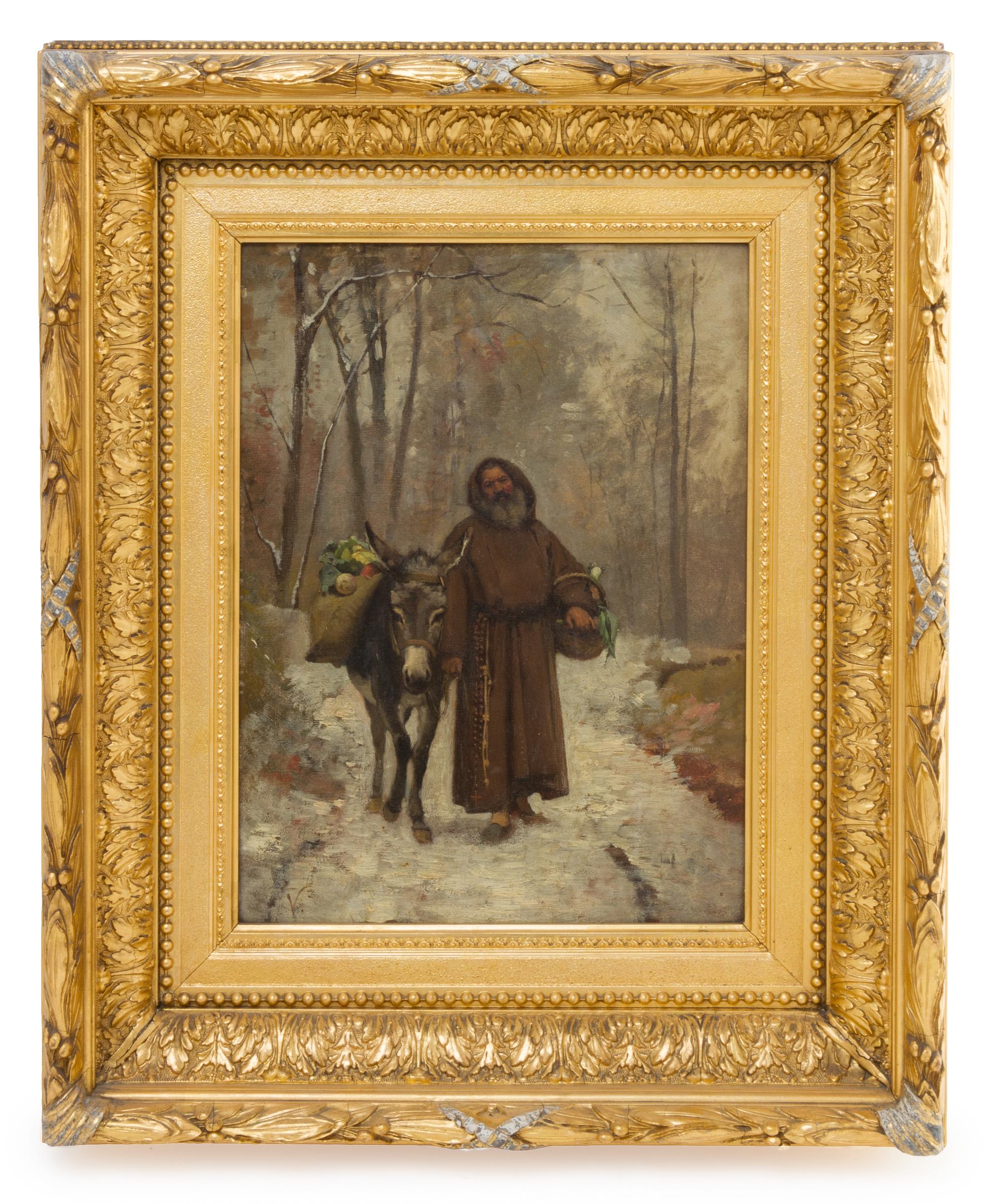 Artist Unknown, (Continental, 19th Century), Monk and Donkey