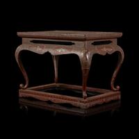 A Japanese Mother-of-Pearl Inlaid Dark Brown Lacquer Rectangular Stand, Edo Period
