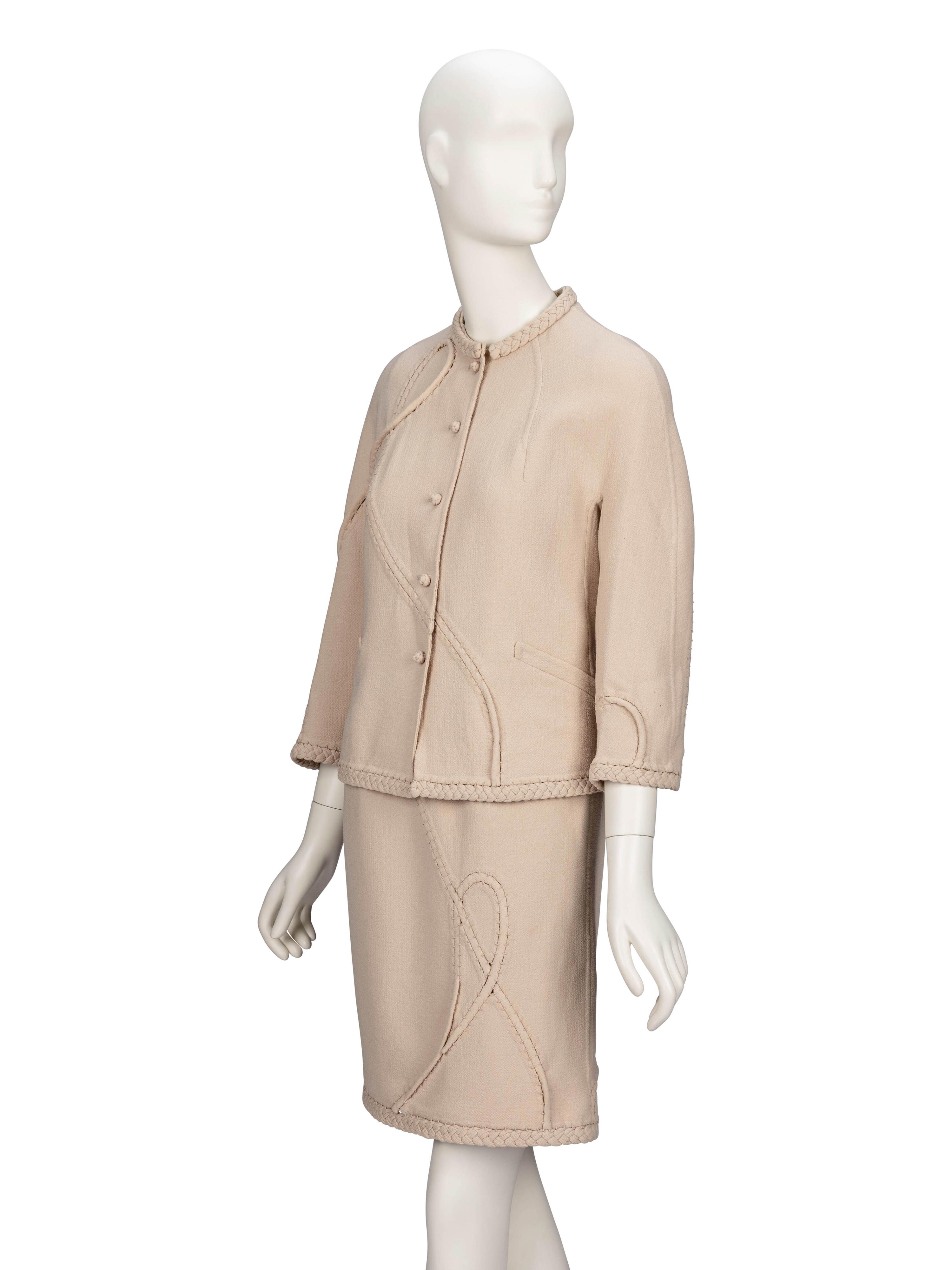 Ralph Rucci Chado, Dress Ensemble in Beige Crêpe