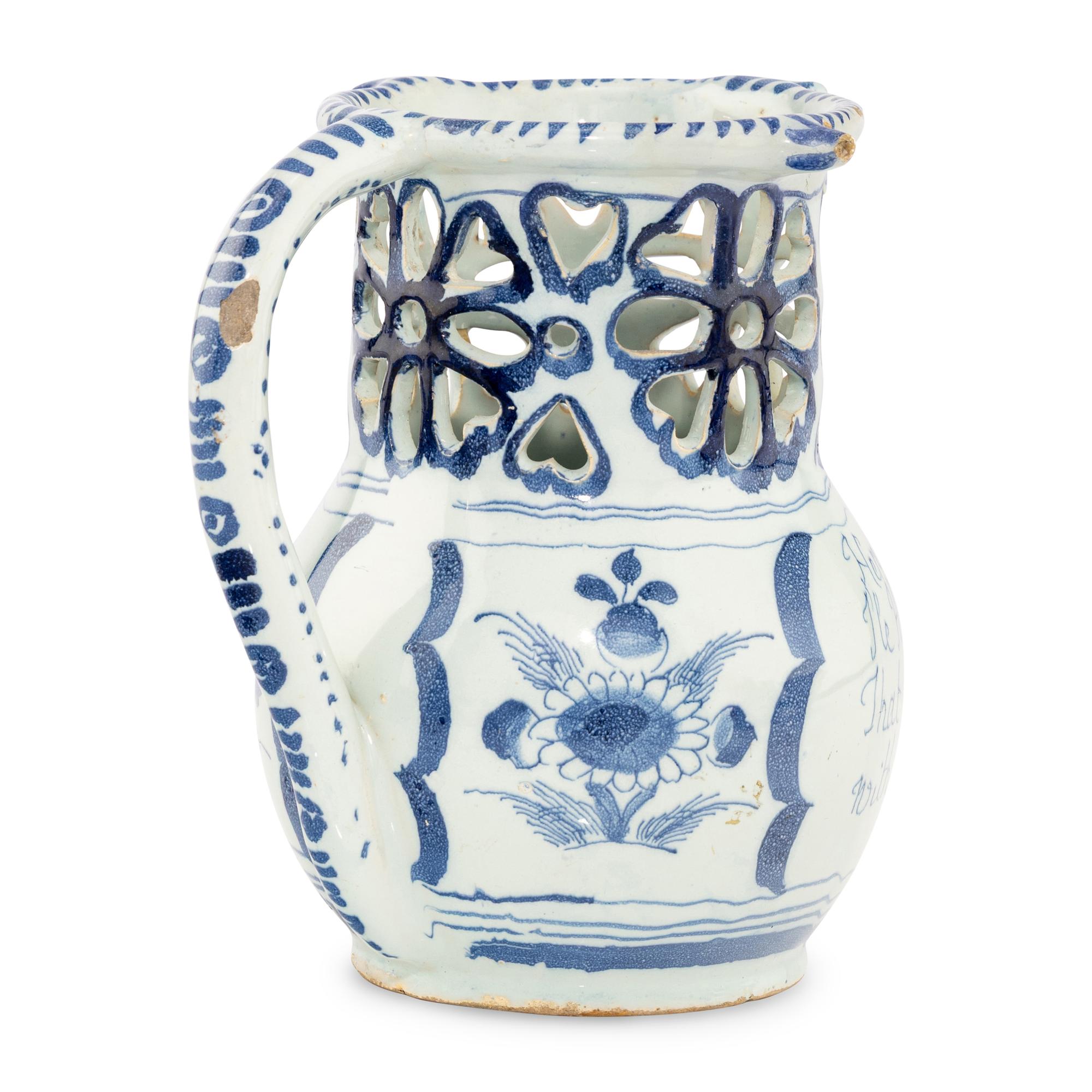 An English Delftware Puzzle Jug