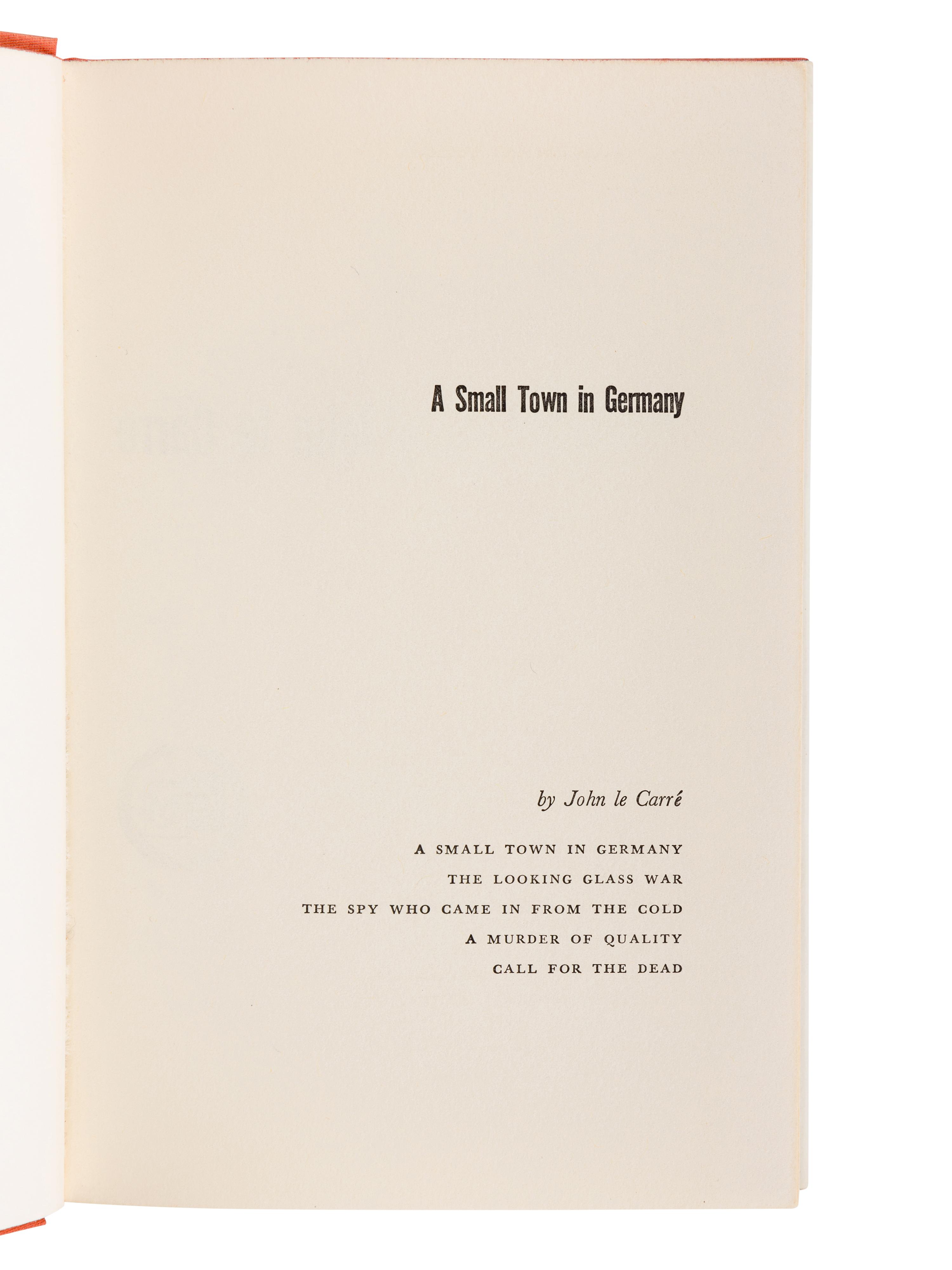 LE CARRÉ, John (1931-2020). A Small Town in Germany . London et al: William Heinemann Ltd., 1968.