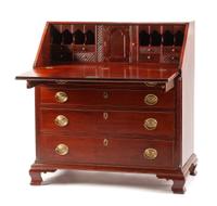 A George III Mahogany Slant-Front Desk Height 41 x width 38 x depth 21 1/2 inches. — 19TH CENTURY