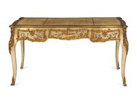 A Louis XV Style Gilt Bronze Mounted Chinoiserie Decorated Bureau Plat