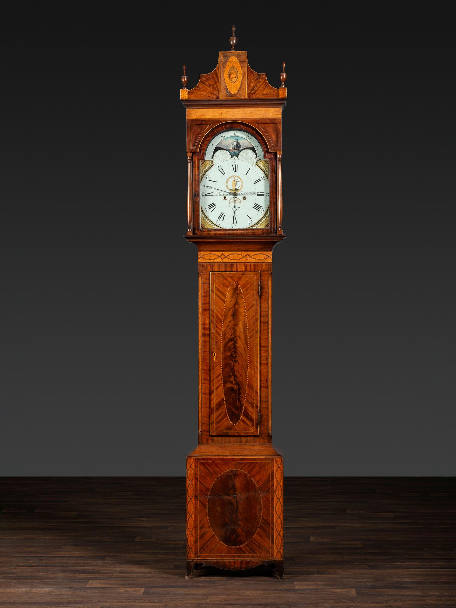 A Federal Inlaid Mahogany Tall Case Clock