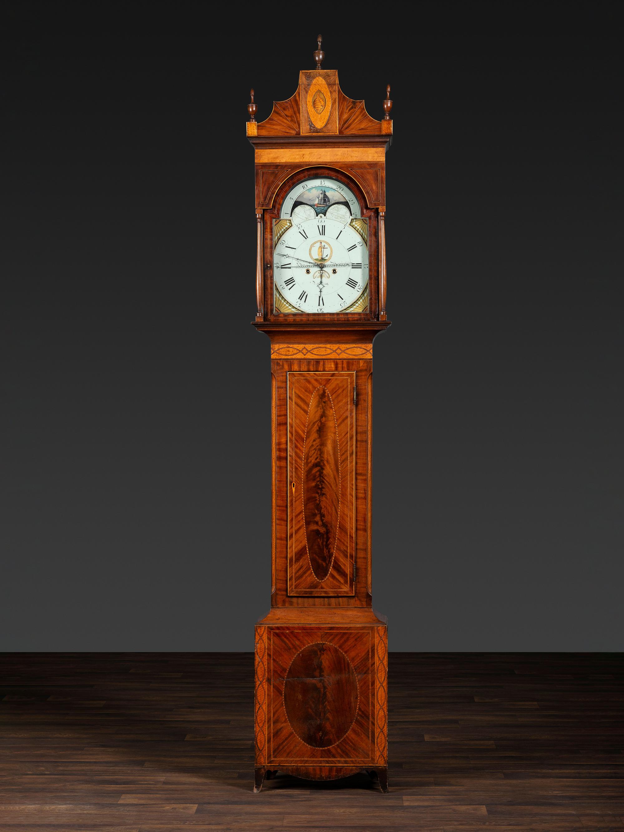 A Federal Inlaid Mahogany Tall Case Clock