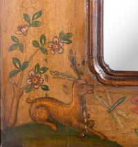 An English Painted Panel Inset Walnut Overmantel Mirror