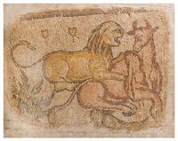 A Roman or Byzantine Style Mosaic Fragment Height 39 1/4 x 49 1/4 inches (of top).