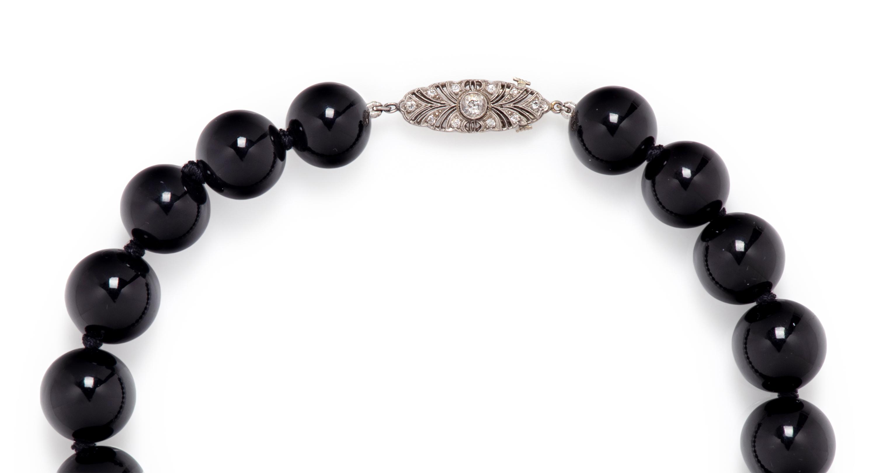 ONYX BEAD AND DIAMOND CHOKER NECKLACE