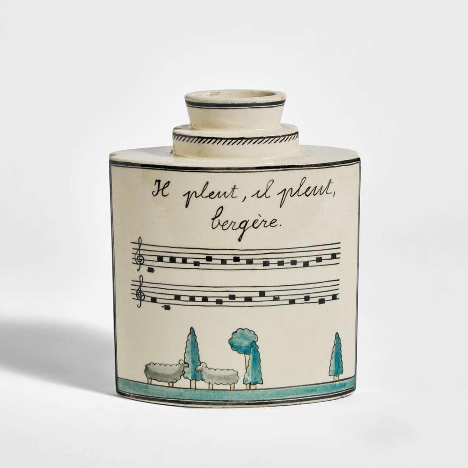 Robert Lallemant (French, 1902-1954) "Il Pleut, Il Pleut, Bergère" Art Deco Vase, France, circa 1925-1933