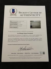 A Joe DiMaggio Signed Autograph Career Statistics Display (Beckett Authentication Services Letter BAS Certified),