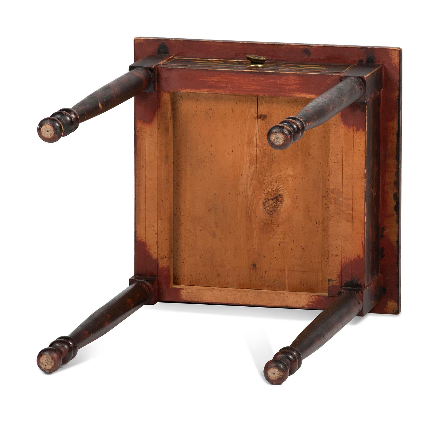A Classical Grain and Yellow Paint-Decorated Poplar One-Drawer Workstand, 19th Century