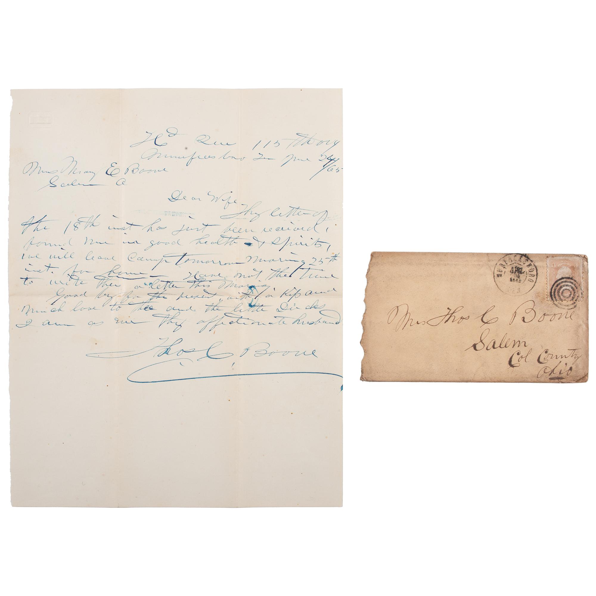 Rare Broadside Announcing the " Surrender of Gen. Lee!! " Incl. ALS by Colonel Thomas Boone, 115th Ohio Infantry