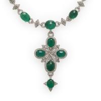 Emerald, Diamond, and White Gold Necklace
