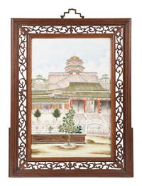 A Famille Rose 'Summer Palace' Wall Panel