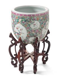 A Large Chinese Famille Rose ‘Millefleur’ Porcelain Fish Bowl