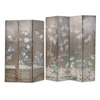 A Silvered Wallpaper Seven Panel Floor Screen