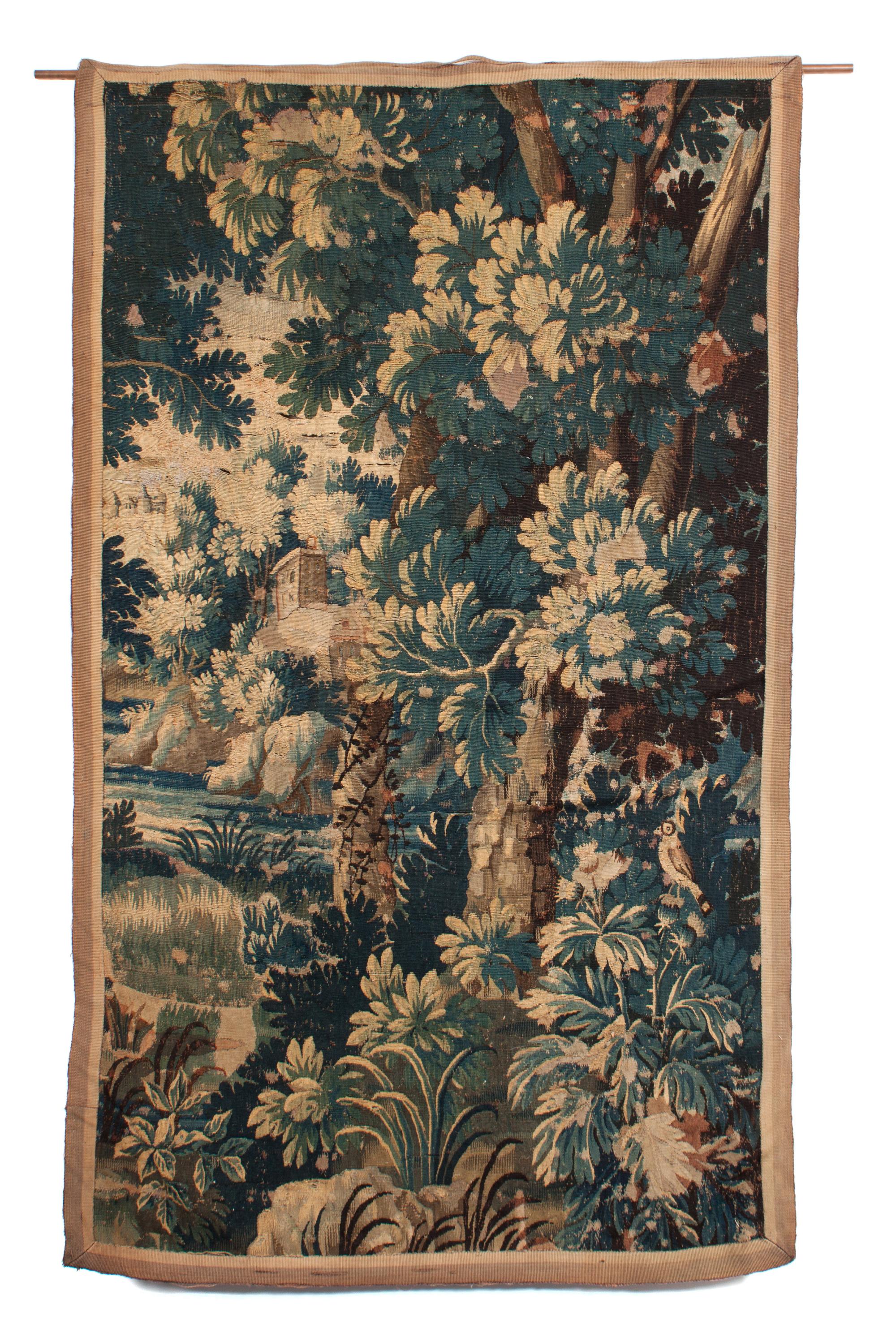 A Flemish Verdure Tapestry Panel Height 77 x width 47 inches. — LATE 18TH CENTURY