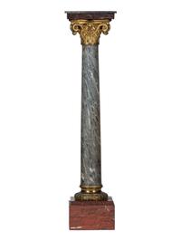 A Continental Gilt Bronze Mounted Marble Pedestal